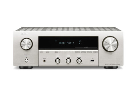 Przód amplitunera stereo z funkcjami sieciowymi Denon DRA-800 H w kolorze srebrnym 