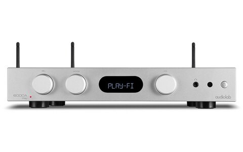Audiolab 6000A Play Srebrny Wzmacniacz Stereofoniczny z Funkcjami Sieciowymi 