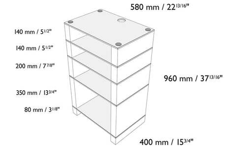 Czarny Połysk Stolik Hi-Fi  Blok STAX 960X