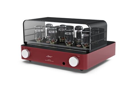 Fezz Audio Olympia EVO Big Calm Bordowy Lampowy Wzmacniacz Stereo front z osłoną