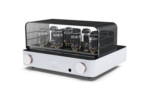 Fezz Audio Olympia EVO Republika Biały Lampowy Wzmacniacz Stereo front z osłoną